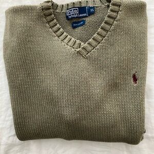 Polo by Ralph Lauren Green V-Neck Sweater Vintage XL